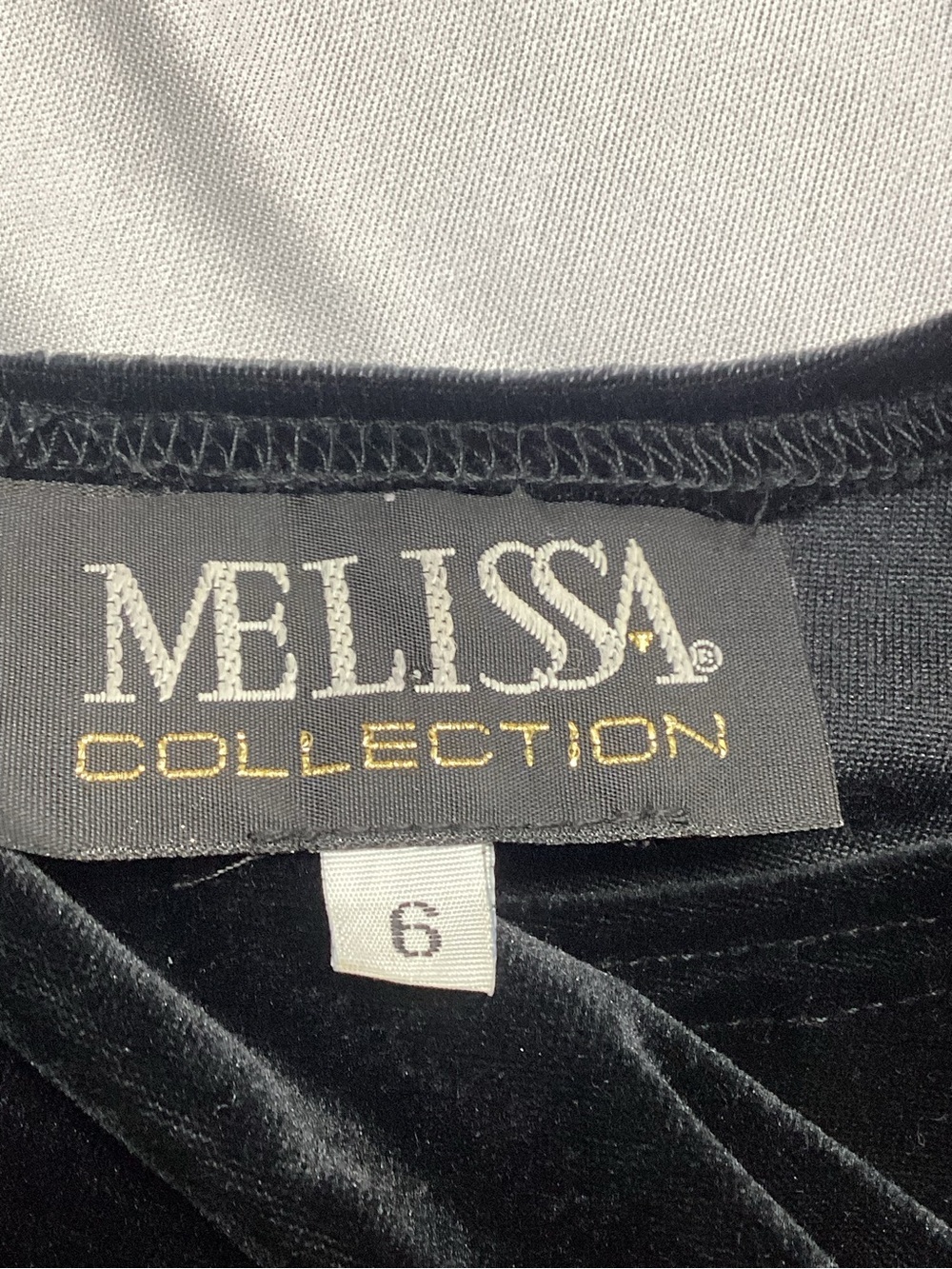 Vintage Melissa Black Velvet Midi Dress with Long Sleeves - Picture 6 of 9